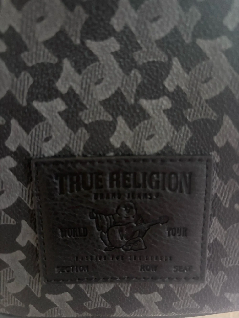 True Religion Black Logo Monogram Crossbody Bag NEW